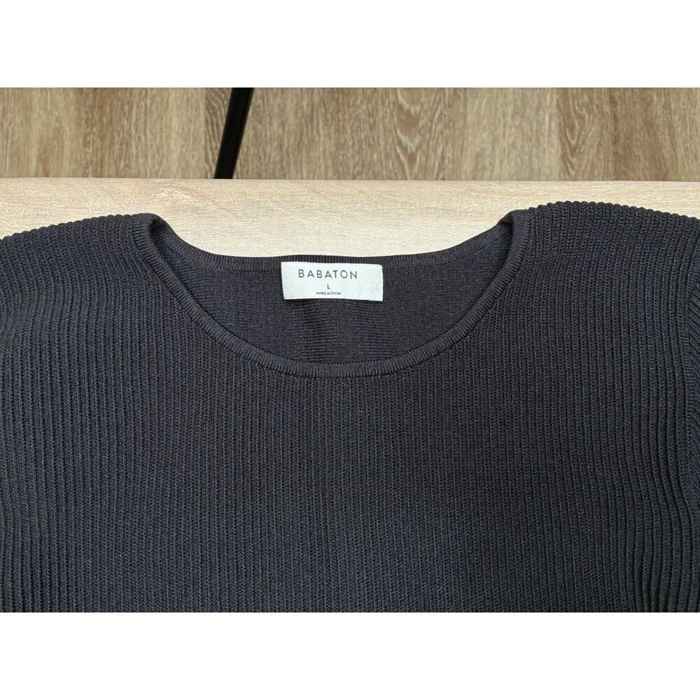 Aritzia Babaton Sculpt Knit Crew Cropped Longsleeve Black Size Large